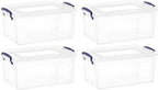 Superio Storage Bins with Lids, Clear Plastic Containers for Organizing, Stackable Totes, BPA Free, Odor Free, Organizer Boxes for Home, and Dorm (4 Pack, 28.5 Qt)
