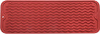 Silicone Dish Drying Mat for Multiple Usage,Easy clean,Eco-friendly,Heat-resistant Silicone Mat for Kitchen Counter,Sink,Bar,Bottle,or Cup Red M 17 inches x 6 inches