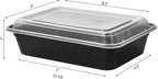 32 oz 50Pack Plastic Meal Prep Food Storage Containers with Lids Reusable 1 Compartment To Go Lunch Box Black Extra Large &Thick Microwave Freezer Safe BPA Free Stackable (Formerly FULING)