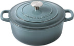 Enameled Cast Iron Covered Dutch Oven with Dual Handle, Dutch Ovens with Lid for Bread Baking, Safe to 500 degrees, 3.5 Quart, Slateblue