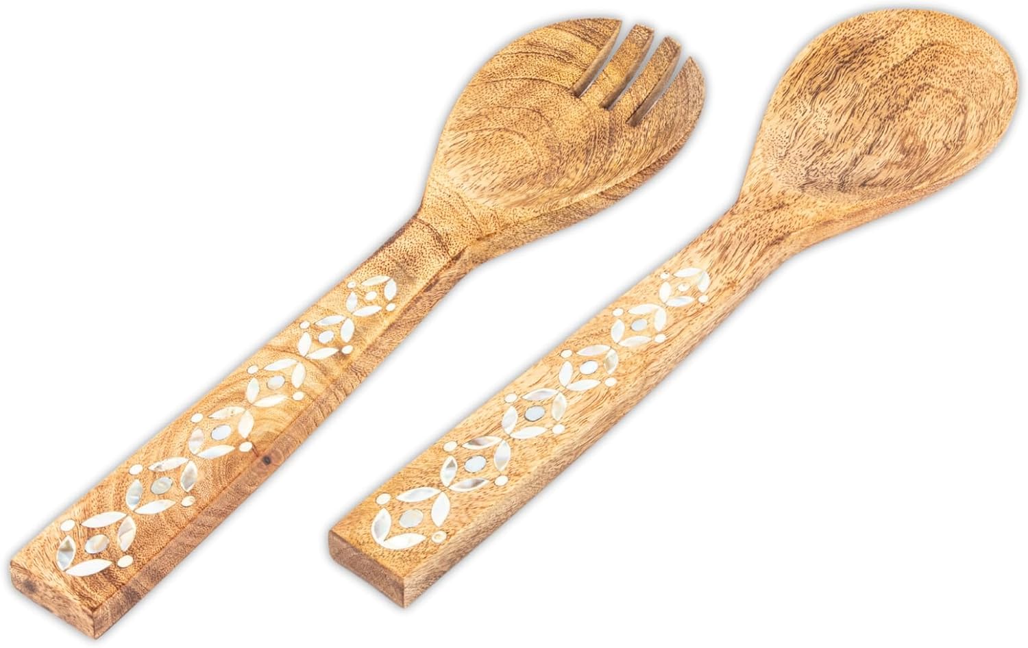 Salad Spoon Set 13 inches Tongs Serving Utensils Set,Acacia Salad Spoon and Fork Set Long Handle Salad Server Set Wood Serving Utensils