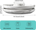 Cinf EggHolder & Spoon Set 2 Ceramic Egg Holders + 2 SS Spoons Breakfast Plate Marble 5.5'' Food Container Egg Tray Dinner Serving for Hard Boiled Eggs, Easter & Deserts Dish