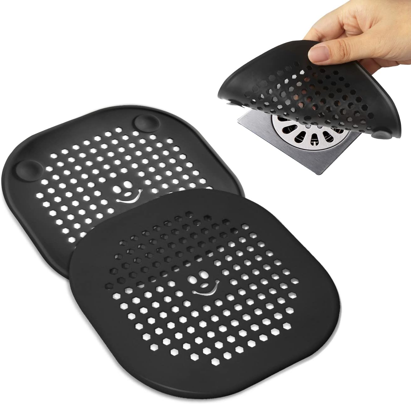 2 Pack Drain Hair Catcher Silicone Drain Protector Bathroom Accessories Hair Stopper Drain Cover for Shower Kitchen Bathroom Tub Deep Purple