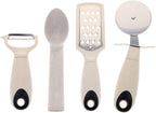 Beille 4pc Wheat Straw Kitchen Utensils Peeler Pizza Cutter Scoop and Grater