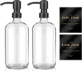 ARKTEK 2 Pack Refillable Glass Soap Dispenser - Rust Proof Stainless Steel Pump, 17 Oz/ 500 ML, Black