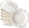 vancasso Mini Pie Pans Set of 6, 5.2 Inch Ceramic Deep Dish Pie Plates with Ruffled Edge for Baking, Microwave & Oven Safe, White