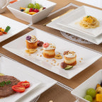 Porlien 12-inch White Porcelain Serving Platters for Party, Wedding and Entertaining, Rectangular Serving Plates Set of 3, Serving Tray for Dinner, Appetizers and Desserts