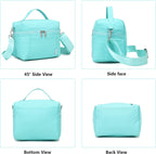 NOL Natural Organic Lifestyle Insulated Lunch Bags for Women Cooler Bag Lightweight Nylon Waterproof Lunch Box For Work（Small, Cyan