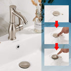 Bathroom Sink Drain with Overflow, Brushed Nickel Pop Up Drain 2 Pack, All Metal Bathroom Sink Stopper for Vanity Vessel Sink, Stainless Steel and Brass, RM083J-P2