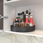 VAEHOLD Lazy Susan Stainless Steel Black Spice Rack Turntable for Pantry Cabinet - Decorative Trays Storage Containers Organizer for Kitchen Cabinet, Snacks, Bathroom (12 inches)