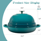 Enameled Cast Iron Dutch Oven Pot with Lid, Round Bread Oven for Homemade Sourdough Bread Baking, 6 Quart, Darkcyan