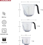 KitchenAid Universal Easy View Angled Measuring Cups, Set Of 3, Clear with Black Handles