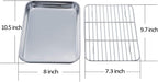 TeamFar Toaster Oven Pan Tray with Cooling Rack, Stainless Steel Toaster Ovenware Pan, Compact 8''x10''x1'', Healthy & Non Toxic, Rust Free & Easy Clean - Dishwasher Safe