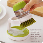Dish Brush with Soap Dispenser, Dishwashing Kitchen Scrub Brushes Dish Scrubber with Holder Drip Tray, for Cleaning Pan, Pot, Sink