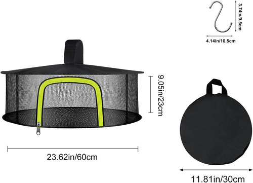 1 Layer Herb Drying Rack, Herb Drying Rack Hanging Mesh, Foldable Bud Drying Net with U-Shaped Zipper, Hooks, for Drying Herbs Plants, Flowers, Fruits, Food, Camping (1 Layer-23.62'')
