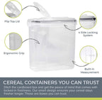 Simply Gourmet Airtight Cereal Containers with Lids – 4 Piece Tall Kitchen Pantry Organization Set, BPA-Free Clear Plastic, Pour Spout Lids for Breakfast Cereal, Rice, Flour, Sugar, Snacks