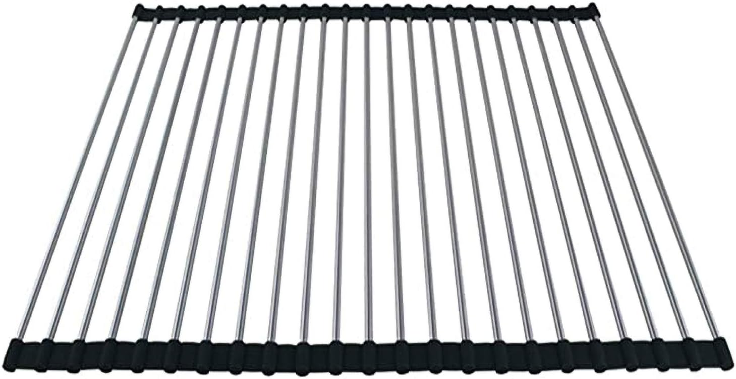 Ahyuan Roll up Dish Drying Rack Over The Sink Kitchen Roll up Sink Drying Rack Portable Dish Drainer Foldable Dish Drying Rack (Black, 20.5''X16.9'')