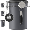 Veken Coffee Canister, Airtight Stainless Steel Kitchen Food Storage Container with Date Tracker and Scoop for Grounds Coffee, Beans, Tea, Flour, Cereal, Sugar, Cookies Jars, 22OZ Gray