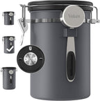 Veken Coffee Canister, Airtight Stainless Steel Kitchen Food Storage Container with Date Tracker and Scoop for Grounds Coffee, Beans, Tea, Flour, Cereal, Sugar, Cookies Jars, 22OZ Gray