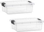 Superio Clear Storage Boxes with Lids, 2.5 Quart Plastic Container Bins for Organizing, Stackable Crates, BPA Free, Non Toxic, Odor Free, Organizers for Home, Office, School, and Dorm