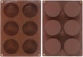 uxcell 2pcs Silicone Muffins Pan, 6 Cup Silicone Cupcake Pan Nonstick Baking Tray for Muffins, Cupcakes, Dishwasher Safe, Brown