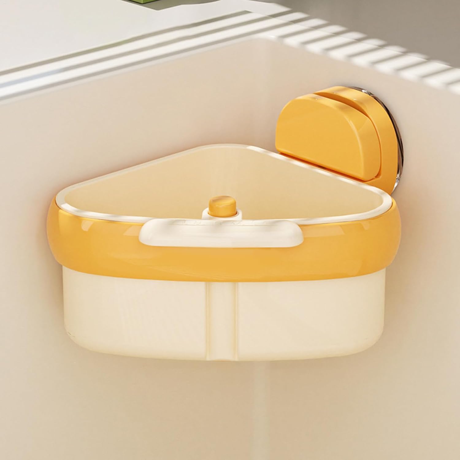 Kitchen Corner Sink Strainer with Suction Cup, Food Waste & Trash Basket, Triangle Drain Rack with Automatic Dumping, Perfect for Vegetables, Scraps & Easy Cleaning