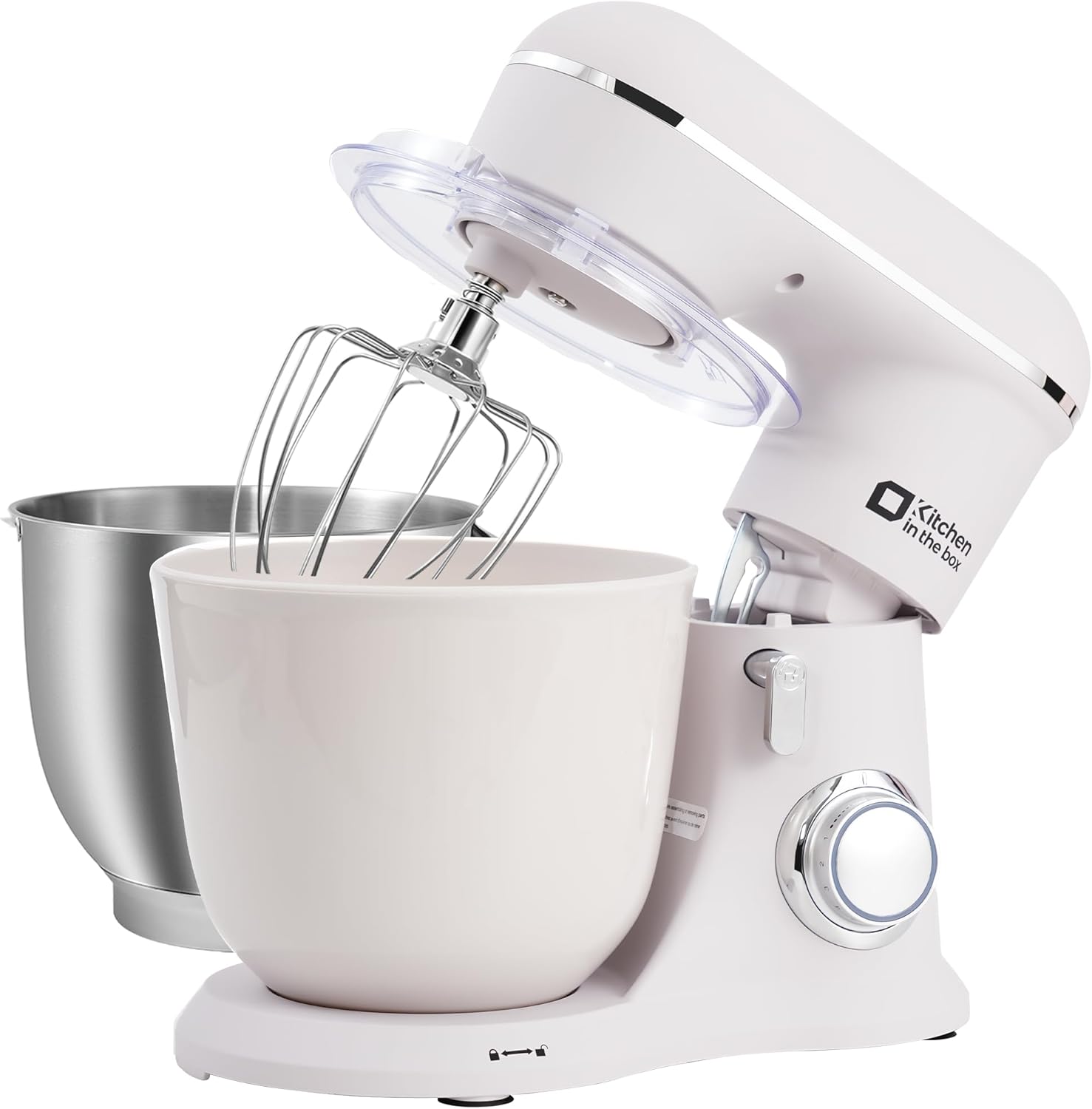 Kitchen in the box Stand Mixer, 5QT+4.5QT Two bowls Electric Food Mixer, 10 Speeds 3-IN-1 Kitchen Mixer for Daily Use with Egg Whisk,Dough Hook,Flat Beater (Frost White, 5QT)