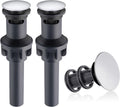 Hibbent 2 Pack Universal Bathroom Sink Drain Stopper, Pop Up Drain Strainer with Overflow, Push and Seal Sink Plug with Basket for Lavatory Vanity Vessel, Anti-Clogging Strainer, Chrome