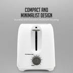 OVENTE Electric 2 Slice Toaster Machine with 6-Shade Browning Selector Setting, Compact Design and Removable Crumb Tray, 700W Power Perfect for Toasting Bread, Thin Bagels and Waffles, White TP2210WGY