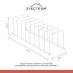 Spectrum Euro Cutting Board Holder Stand for Countertop or Inside Kitchen Cabinet Organization Matte White, 8 Slot Cutting Board Drying Rack or Cabinet Plate Bakeware Storage Organizer