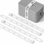 Silicone Utility Strap for Slow Cooker Lid, Pot, Bento Box, 21.65 In Reusable Elastic Self-Lock Silicone Tie for Bundling or Organizing Curtain, Cords, Yoga Mat, Camping Mat, 4pcs (White)