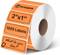 iEager 2x1 Inch Thermal Labels, Orange Rectangle Thermal Printer Stickers, Durable Shipping Label Printer Sticker for Barcode, Name, Address, 1000 Labels/Roll