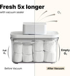 Premium Airtight Food Storage Containers & Vacuum Sealer Machine Starter Set, 4-piece Container with Sealer, 100% Leak Proof,Keep food fresh up to 5 times longer than non-vacuum strorage.