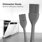 Kitchen Mama WaltzGrip Platinum Silicone Basting Pastry Brush: Set of 2 Heat-Resistant Brushes for Cooking, Baking, Grilling, and Spreading Oil or Butter - Dishwasher-Safe (Metal Gray)