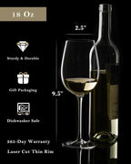 JBHO Crystal Wine Glasses - Hand Blown Red or White Wine Glasses -18 Ounce - Set of 2 - Lead-Free Premium Crystal - Long Stem Wine Glasses - Clear