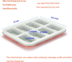 Mini Loaf Baking Pan 8 Cavity- Small Rectangle cake Pan -Financier Cake Mold Carbon Steel light gray non-stick coating bakeware w Perracotta base