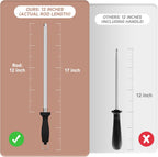 Kitchen Knife Sharpener Rod-12 Inches Professional Carbon Steel Knife Sharpening Honing Rod with Hanging Holes for Household, Chef, Hunting Sporting and Pocketknives, 17" Overall