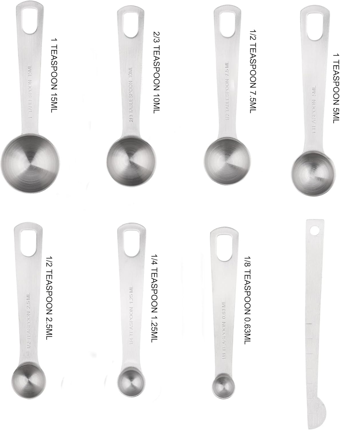 Measuring Cups and Spoons Set 15, 6 Stainless Steel Measuring Cups and 7 Spoons &1Leveler &1Magnetic Conversion Chart, Metric&US Metal Measuring Tools for Baking & Kitchen