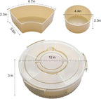 Divided Rotating Serving Tray with Lid & Handle, Portable Snack Spinner for Fruits, Veggies, Charcuterie, Party, Travel, Picnic, and Fridge Storage 2PCS