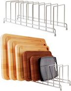 YQh 2 pieces，Kitchen Cabinet Organizer Rack for Cutting Boards, Bakeware, and Pan Storage, Stainless Steel