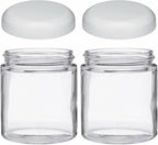JARMING COLLECTIONS Mason Jars 16 oz Glass Extra Wide Mouth Pint Storage Jars with Lids - BPA Free Plastic Storage Lids - Made in USA - Pint Glass Jars 16 oz with White Lids