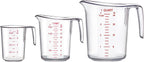 Amazing Abby - Melissa - Plastic Measuring Cups (3-Piece Set), Food-Grade Measuring Jugs, 1/2/4-Cup Capacity, Unbreakable, Stackable, Dishwasher-Safe, Great for Oil, Vinegar, Flour, and More