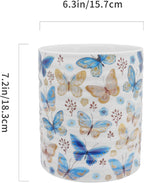 Kitchen Utensil Holder,7.2″Extra Large Stable Pattern Ceramic Utensil Crock,Utensil Organizer for Countertop,Kitchen Decor,Utensil Holder for Housewarming,Wedding Gift (Butterfly)
