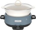 MAGNIFIQUE 5 Quart Programmable Slow Cooker with Auto Warm Setting, Glazed Ceramic Liner, Kitchen Small Appliance for Family Dinners, Blue