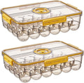 CottonColors Egg Holder for Fridge - 24 Egg Plastic Organizer with Lids (2 pack)