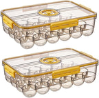CottonColors Egg Holder for Fridge - 24 Egg Plastic Organizer with Lids (2 pack)