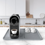 Silicone Coffee Mat,16'' x 16'' Coffee Bar Mat with Detachable Dish Drying Mat for Kitchen Countertops,Coffee Bar Accessories Fit Under Coffee Maker Coffee Machine Espresso Machine Dish Rack
