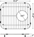 Orgneas Sink Protectors for Kitchen Sink, Universal Double Bowl Sink Bottom Grid 13.2"x11.6"x1.25", 304 Premium Stainless Steel Kitchen Sink Protector Grid Sink Grate Rack Rear Drain 2 Packs