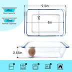 NUTRIUPS 1.4QT Deep Glass Baking Dish,(8×6inches）Small Glass Baking Pan,Rectangular Lasagna Pan,Small Glass Casserole Dish,Microwave & Oven Safe
