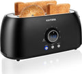 Toaster 4 Slice,KOTIAN Retro Long Slot Toasters with Countdown Timer,Stainless Steel Toaster,Bagel,Defrost,Reheat,Cancel Functions,Extra Wide Slots,6 Toast Settings,Removable Crumbs Tray,Matte black